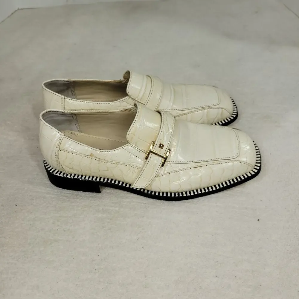 Stacy Adams Shoes Mens Sz 7M Biege Leather Workwear Business Dress Crocodile